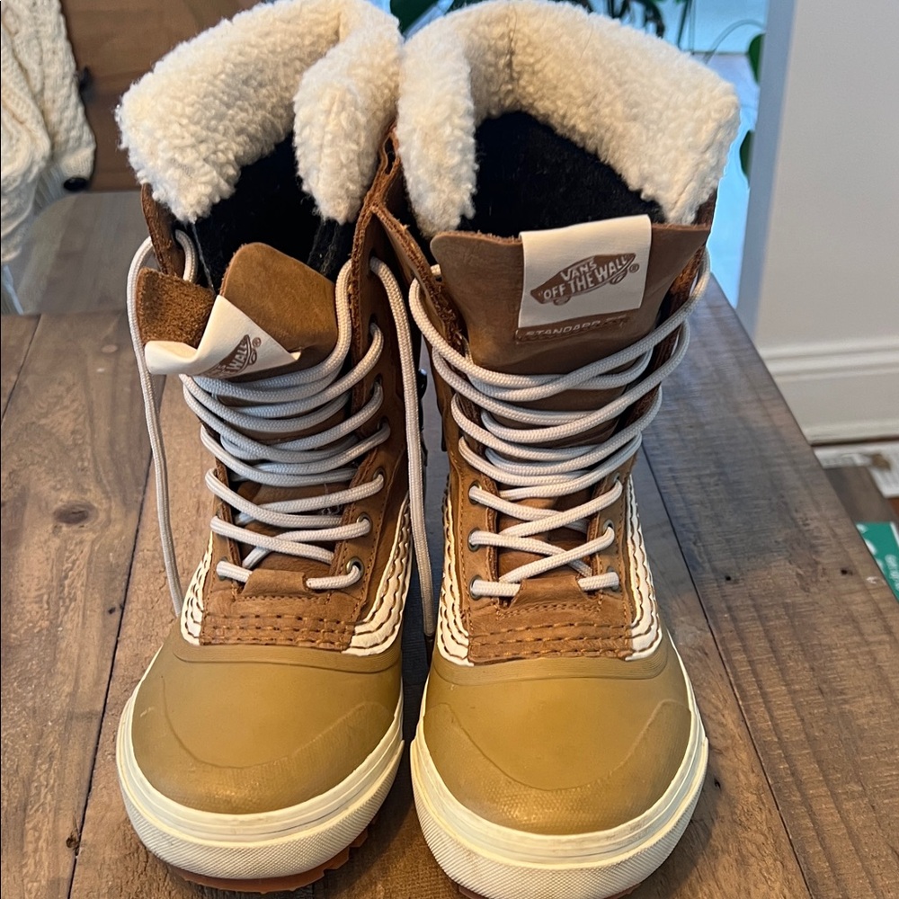 Vans Tan and White High-Top Boots